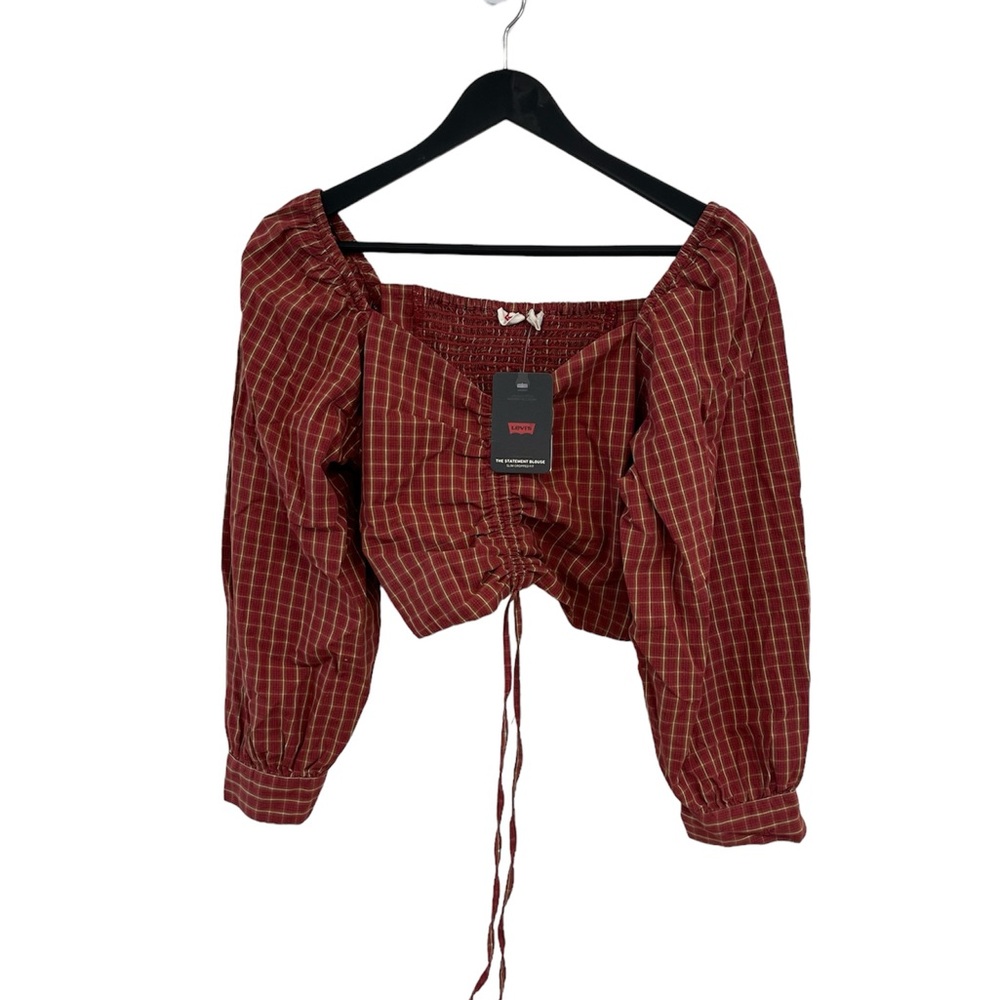 Levi Crop Top Boho L Red Window Panel NEW